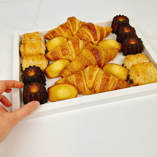 French Breakfast Platter with butter croissants, mini pain au chocolat, handcrafted cannelés and St Michel madeleines by Maison Augustine in Newcastle.
